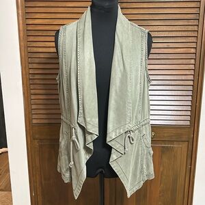 Kenneth Cole Reaction Olive/Army Green Utility Drape Collar Front Vest Size S